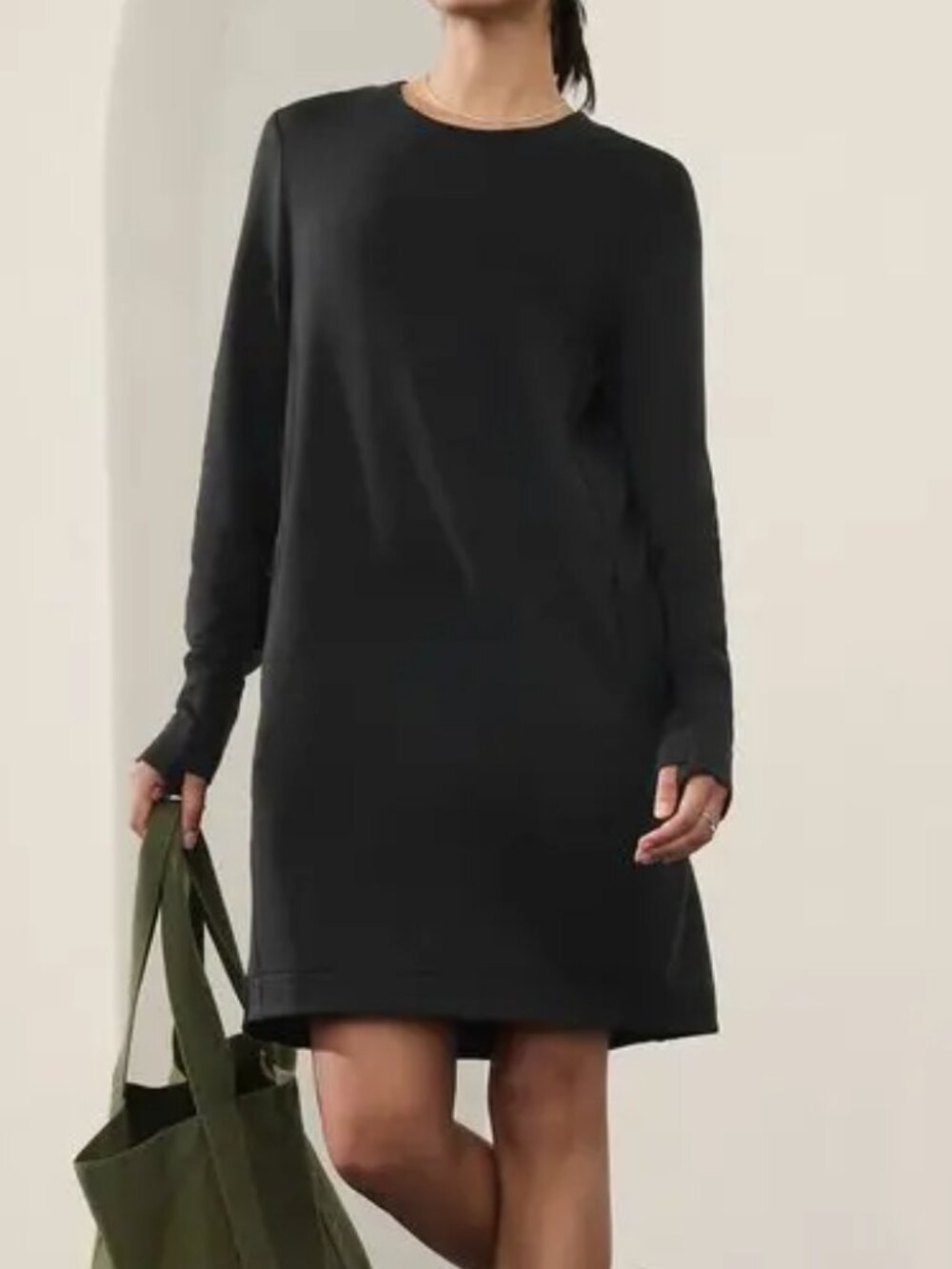 Athleta Coaster Luxe Sweatshirt Dress Small Black Long Sleeve Zip Pockets NWT